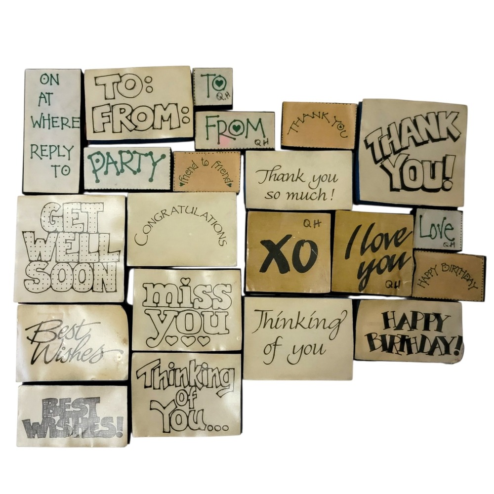 VTG Sayings & Phrases Rubber Stamps Lot of 21 Birthday Thank You Get Well Soon